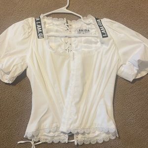 I AM GIA white corset top.